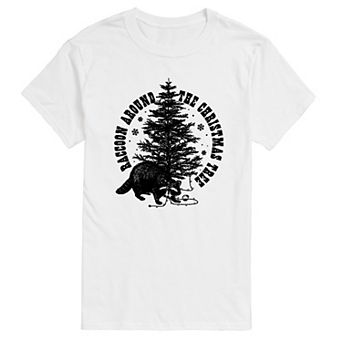 Big & Tall Raccoon Around The Christmas Tree Graphic Tee