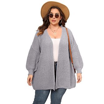 Womens Plus Size Cardigan Sweaters Long Sleeves Open Front Chunky Knit Casual Jackets