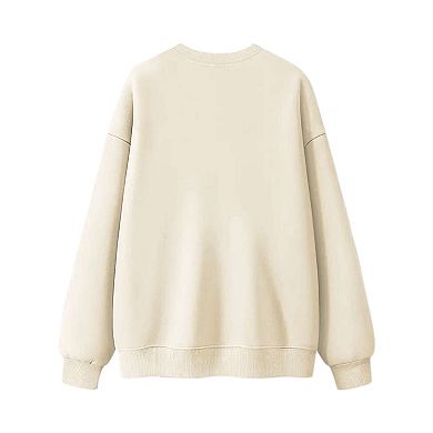 Womens Plus Size Casual Long Sleeves Graphic Print Tee Shirts Crew Neck Sweatshirts Pullover Tops