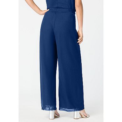 Roaman's Women's Plus Size Mesh Overlay Pant