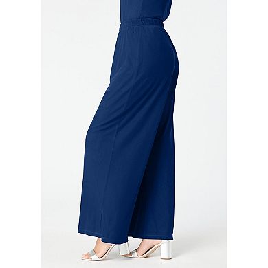 Roaman's Women's Plus Size Mesh Overlay Pant