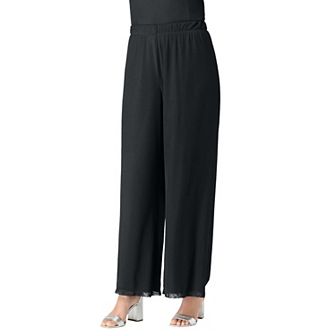 Roaman's Women's Plus Size Mesh Overlay Pant
