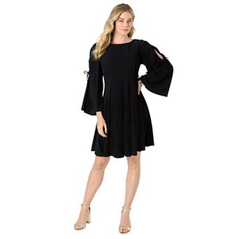 Roaman's Women's Plus Size Cold Shoulder Fit-And-Flare Dress