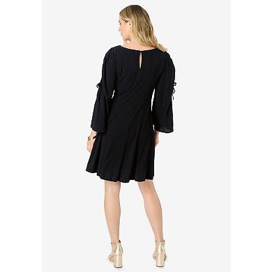 Roaman's Women's Plus Size Cold Shoulder Fit-And-Flare Dress