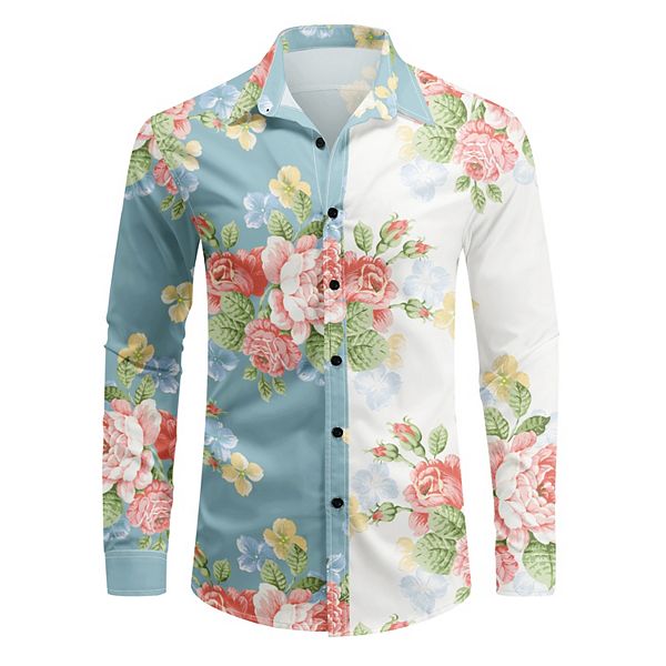 floral dress shirt ConStruct Men's Slim-Fit Print Performance Stretch Cooling - Navy with options like long or short sleeves Tropez — Mens Slim-Fit Orange