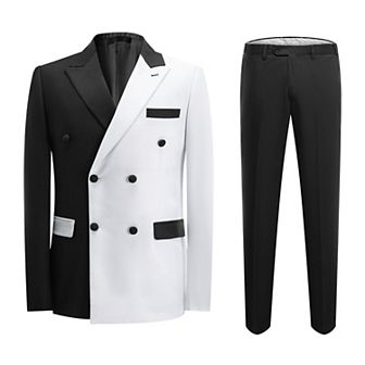 Men's 2 pc Suit - Double-Breasted Peak Lapel Tuxedo for Weddings & Dinners