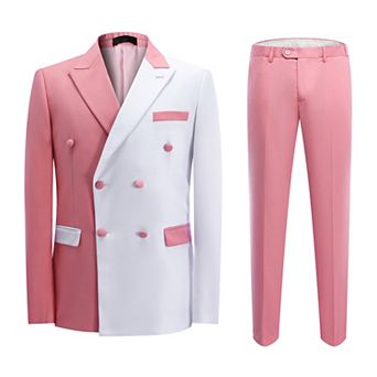 Men's 2 pc Suit - Double-Breasted Peak Lapel Tuxedo for Weddings & Dinners