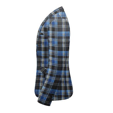 Men's Checked Blazer Casual Slim Fit Notch Lapel One Button Sport Coat