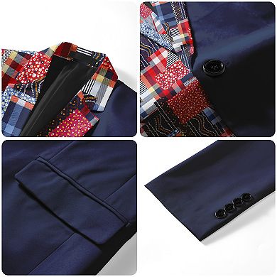 Men's Printed Suit Jacket Casual Notch Lapel One Button Fashion Blazer