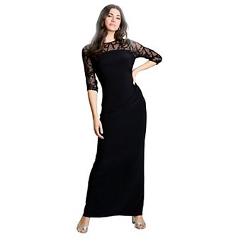 Roaman's Women's Plus Size Embellished Mesh Gown