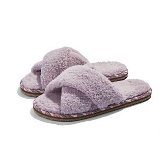 Feelgoodz Women’s Equinox Sherpa Cross-Strap Slippers / House Shoes