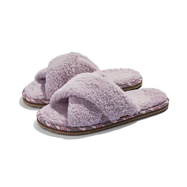 Feelgoodz Women's Equinox Sherpa Cross-Strap Slippers / House Shoes