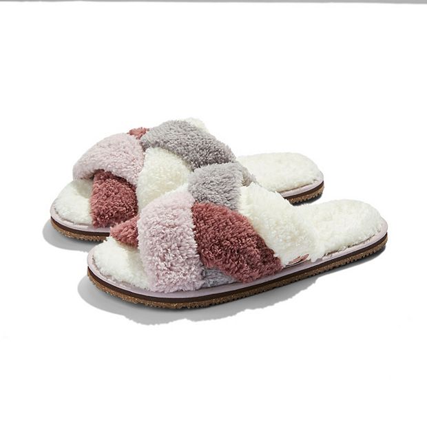 Feelgoodz Women's Equinox Sherpa Cross-Strap Slippers / House Shoes