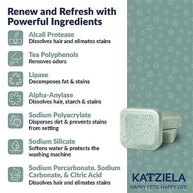 Katziela Washing Machine Cleaner Tablets 6 Pack (3-Month Supply) Formulated for Pet Owners