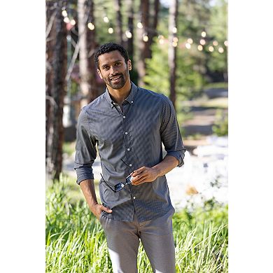 Cutter & Buck Skyline Epic Confidence Recycled Gingham Mens Long Sleeve Dress Shirt