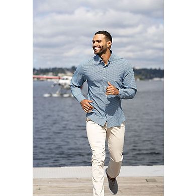 Cutter & Buck Skyline Epic Confidence Recycled Gingham Mens Long Sleeve Dress Shirt