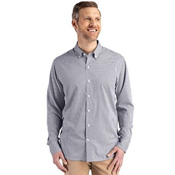 Cutter & Buck Skyline Epic Confidence Recycled Gingham Mens Long Sleeve Dress Shirt