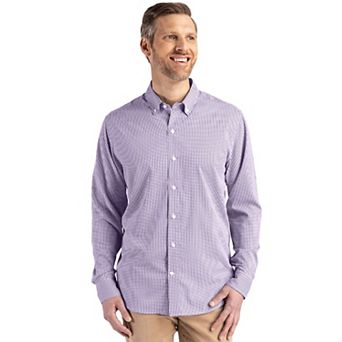 Cutter & Buck Skyline Epic Confidence Recycled Gingham Mens Long Sleeve Dress Shirt