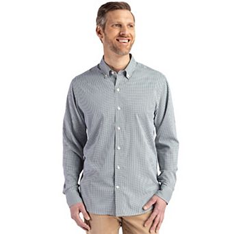 Cutter & Buck Skyline Epic Confidence Recycled Gingham Mens Long Sleeve Dress Shirt