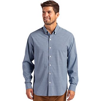Cutter & Buck Skyline Epic Confidence Recycled Gingham Mens Long Sleeve Dress Shirt