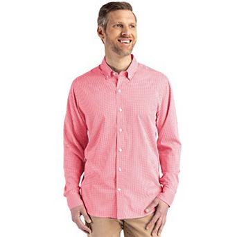 Cutter & Buck Skyline Epic Confidence Recycled Gingham Mens Long Sleeve Dress Shirt