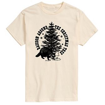 Men's Raccoon Around The Christmas Tree Graphic Tee