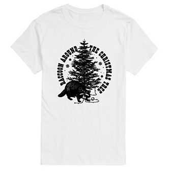 Men's Raccoon Around The Christmas Tree Graphic Tee