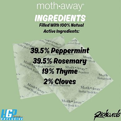 Moth Away All Natural Herbal Moth Repellent - Non Toxic - Jumbo Sachets