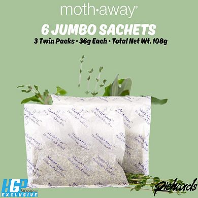 Moth Away All Natural Herbal Moth Repellent - Non Toxic - Jumbo Sachets