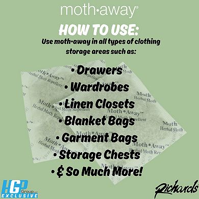 Moth Away All Natural Herbal Moth Repellent - Non Toxic - Jumbo Sachets