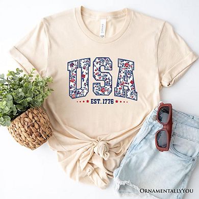 Patriotic Floral T-Shirt, 1776 Independence Day Tee
