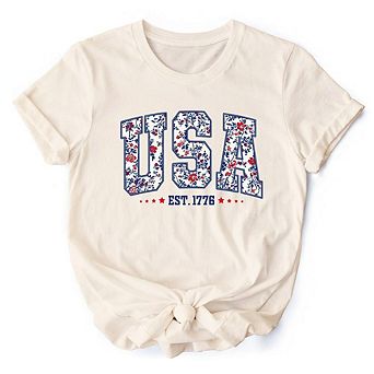 Patriotic Floral T-Shirt, 1776 Independence Day Tee