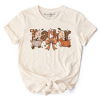 Teacher Coquette Autumn T-Shirt, Cozy Fall Pumpkin Tee for Educators