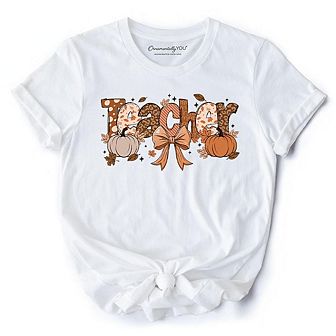 Teacher Coquette Autumn T-Shirt, Cozy Fall Pumpkin Tee for Educators