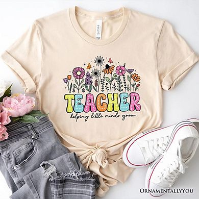 Helping Little Minds Grow Teacher T-Shirt, Floral Appreciation Tee