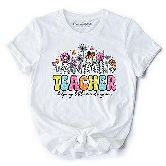 Helping Little Minds Grow Teacher T-Shirt, Floral Appreciation Tee