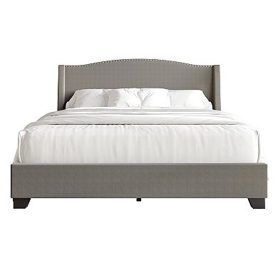 Modern Linen Platform Bed with Storage