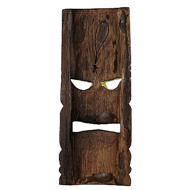12 Inch Wood Hand Carved Tiki Mask Wall Art Palm Tree, Turtle Tropical Set of 2