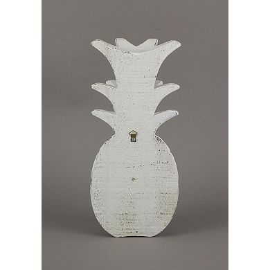 10 Inch White Pineapple Hanging Wall Art Carved Wood Sculpture Home Decor Plaque