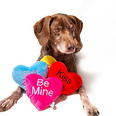 Midlee Candy Heart Valentine's Dog Toy- (Set Of 4)