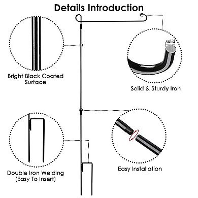 Garden Flag Stand Wrought Iron Holder Weatherproof for 11.8x17.7in Yard Flags & Banners