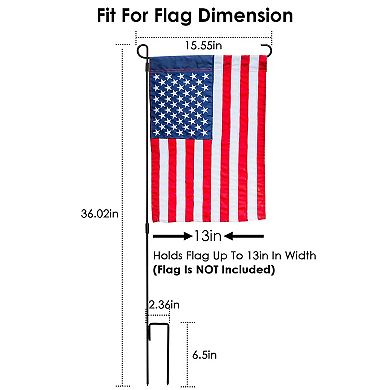 Garden Flag Stand Wrought Iron Holder Weatherproof for 11.8x17.7in Yard Flags & Banners