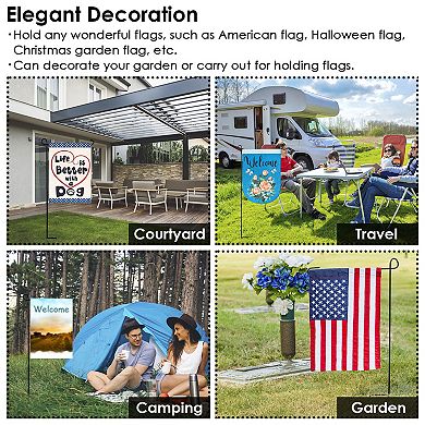 Garden Flag Stand Wrought Iron Holder Weatherproof for 11.8x17.7in Yard Flags & Banners