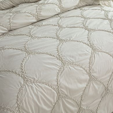 Scallop Embroidered Comforter Set with Shams, Elastic Quilting, Ultra-Soft Microfiber