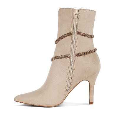 London Rag Roda Women's Rhinestone Wrap Stiletto Boots