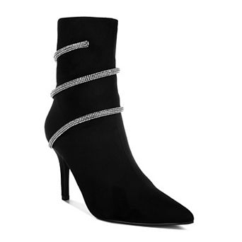 London Rag Roda Women's Rhinestone Wrap Stiletto Boots