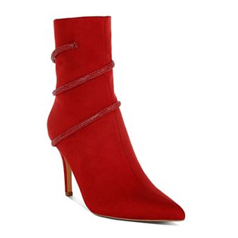 London Rag Roda Women's Rhinestone Wrap Stiletto Boots