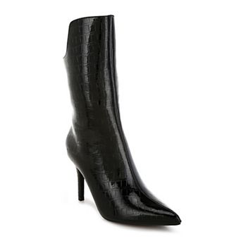London Rag Kultrus Women's Croco Stiletto Mid-Calf Boots