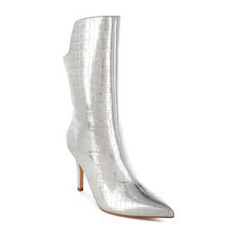 London Rag Kultrus Women's Croco Stiletto Mid-Calf Boots