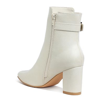 London Rag Conchos Belt Detail Women's Block Heel Boots